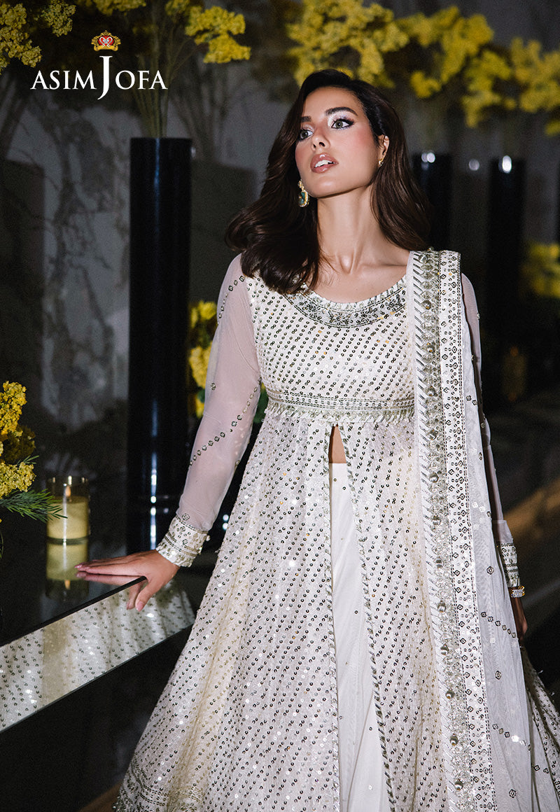 Asim Jofa 3 Piece Custom Stitched Suit - Off-White - LB289176