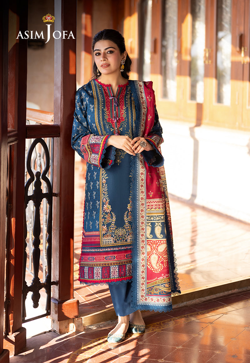 Asim Jofa 3 Piece Custom Stitched Suit - Blue - LB289008