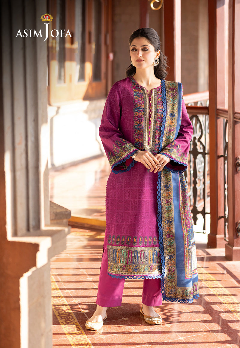 Asim Jofa 3 Piece Custom Stitched Suit - Purple - LB289011