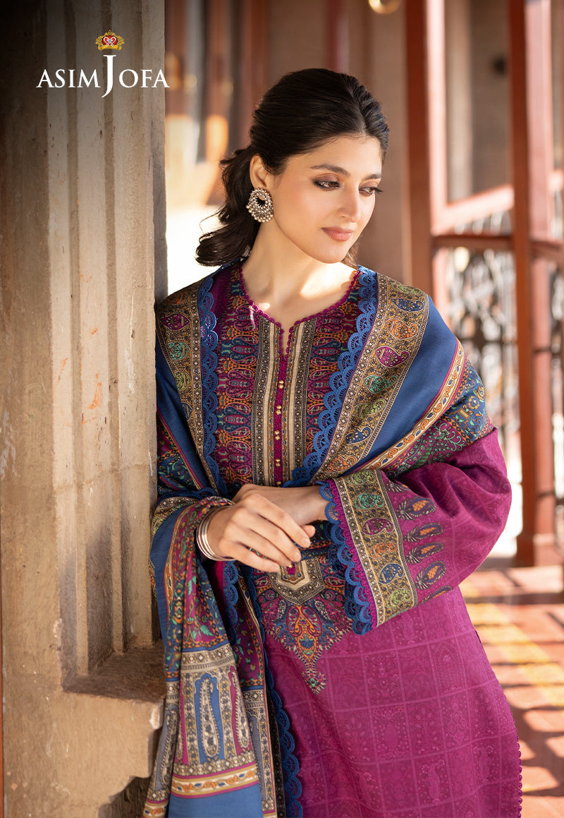 Asim Jofa 3 Piece Custom Stitched Suit - Purple - LB289011