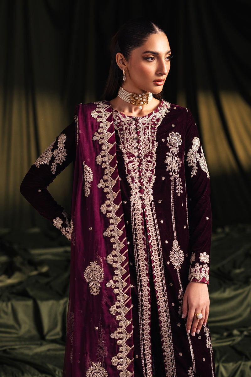 Qalamkar 3 Piece Custom Stitched Suit - Purple - LB288406