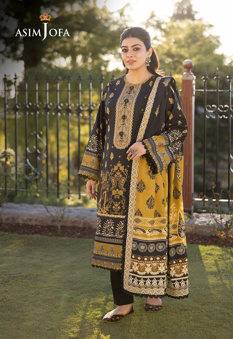 Asim Jofa 3 Piece Custom Stitched Suit - Black - LB289025