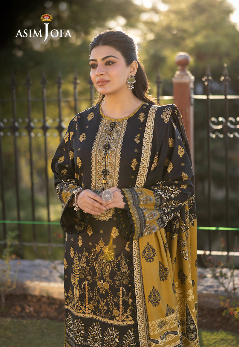 Asim Jofa 3 Piece Custom Stitched Suit - Black - LB289025