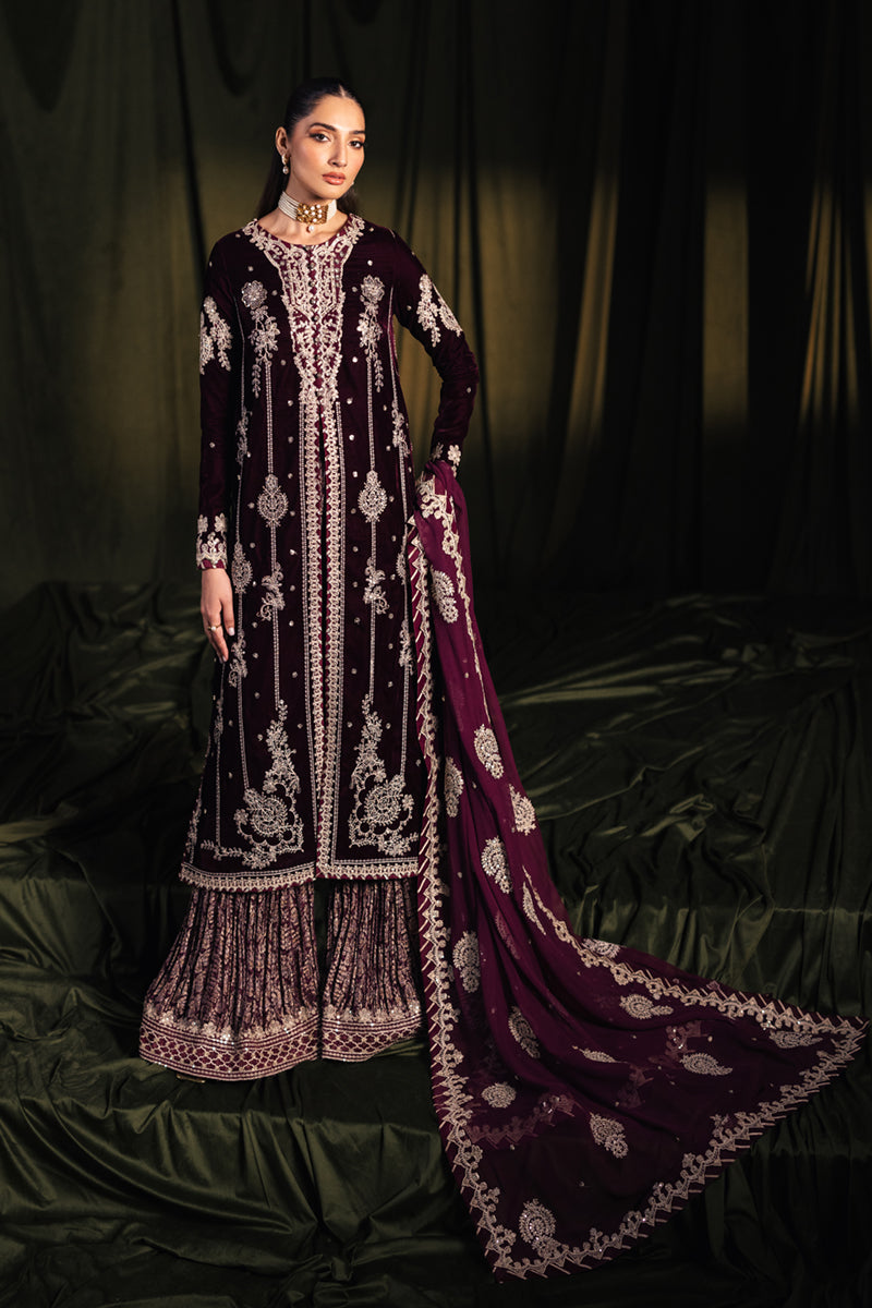 Libasco Qalamkar 3 Piece Custom Stitched Suit - Purple - LB288406