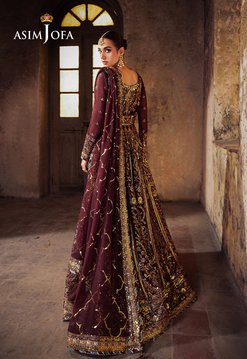 Asim Jofa 3 Piece Custom Stitched Suit - Brown - LB288247