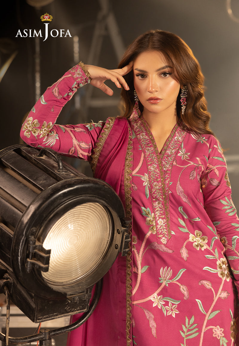 Asim Jofa 3 Piece Custom Stitched Suit - Pink - LB30116
