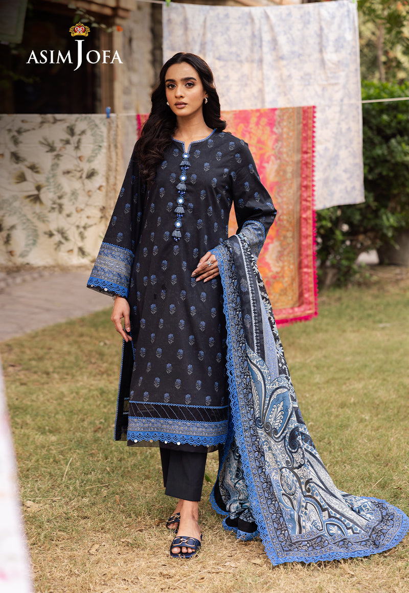 Asim Jofa 3 Piece Custom Stitched Suit - Black - LB29534