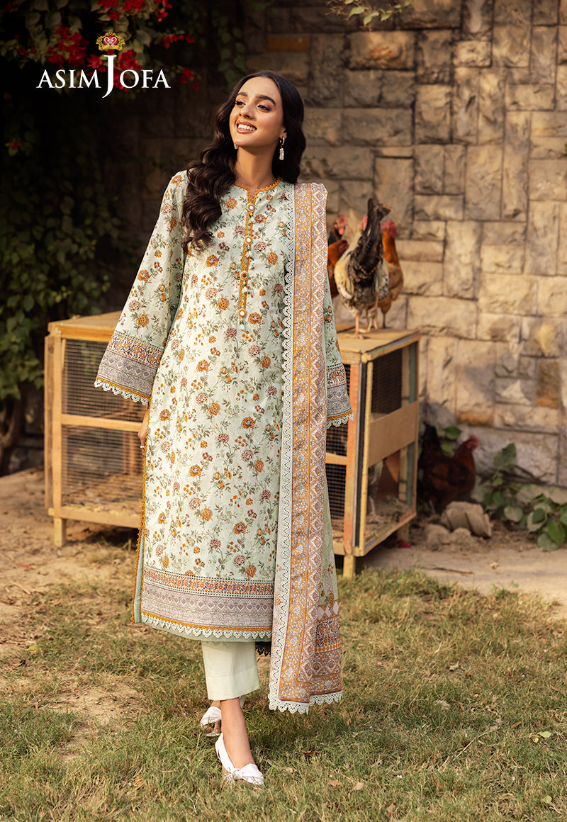 Asim Jofa 3 Piece Custom Stitched Suit - Beige - LB29471