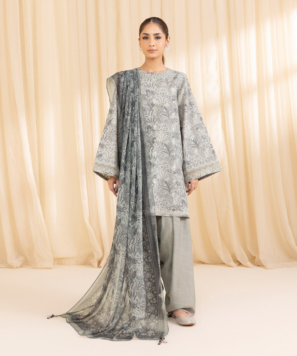 Sapphire 3 Piece Custom Stitched Suit - Gray - LB288644