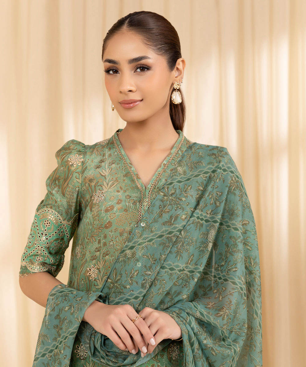 Sapphire 3 Piece Custom Stitched Suit - Green - LB288681