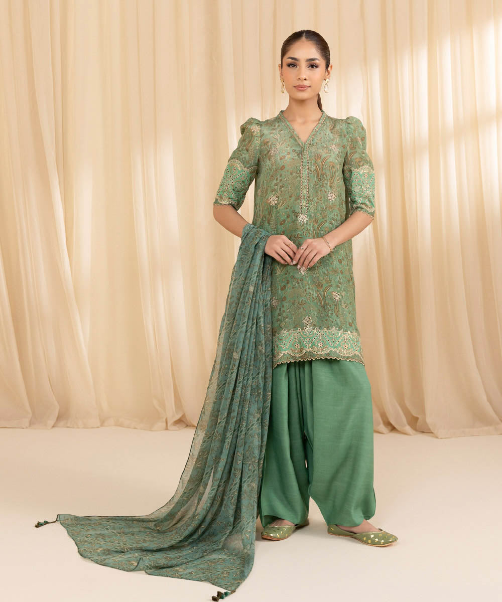 Libasco Sapphire 3 Piece Custom Stitched Suit - Green - LB288681