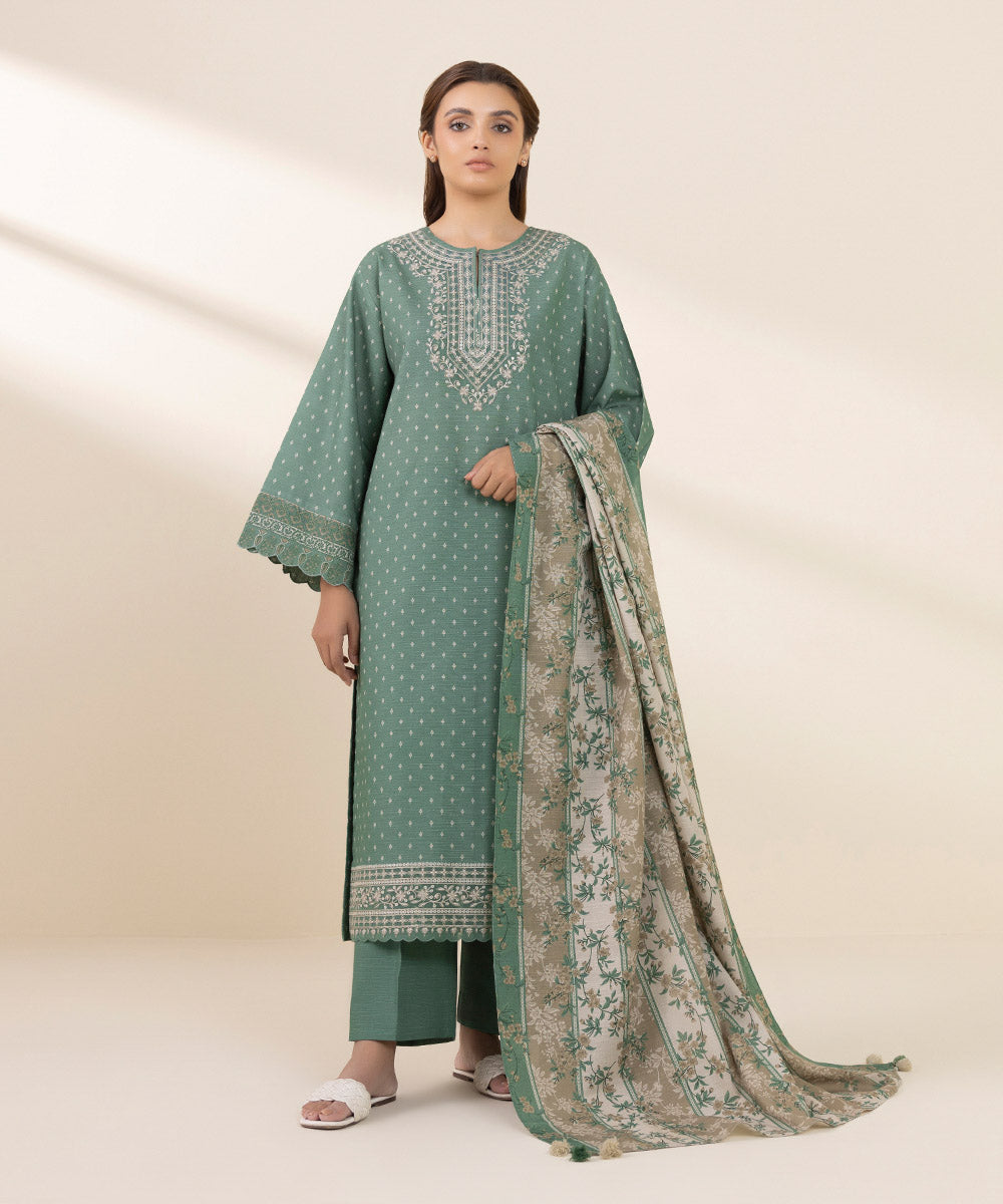 Libasco Sapphire 3 Piece Custom Stitched Suit - Green - LB288667