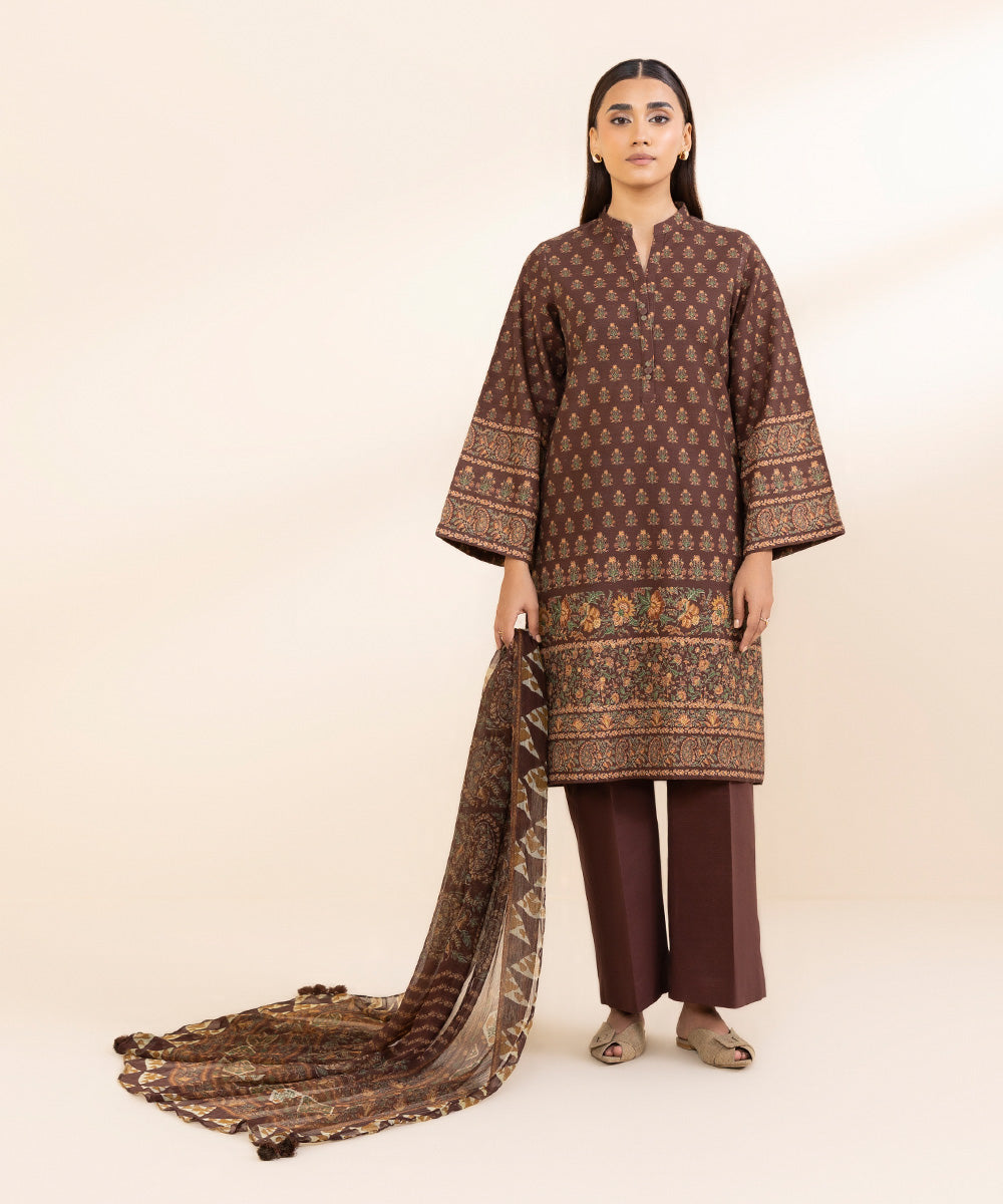 Libasco Sapphire 3 Piece Custom Stitched Suit - Brown - LB288631