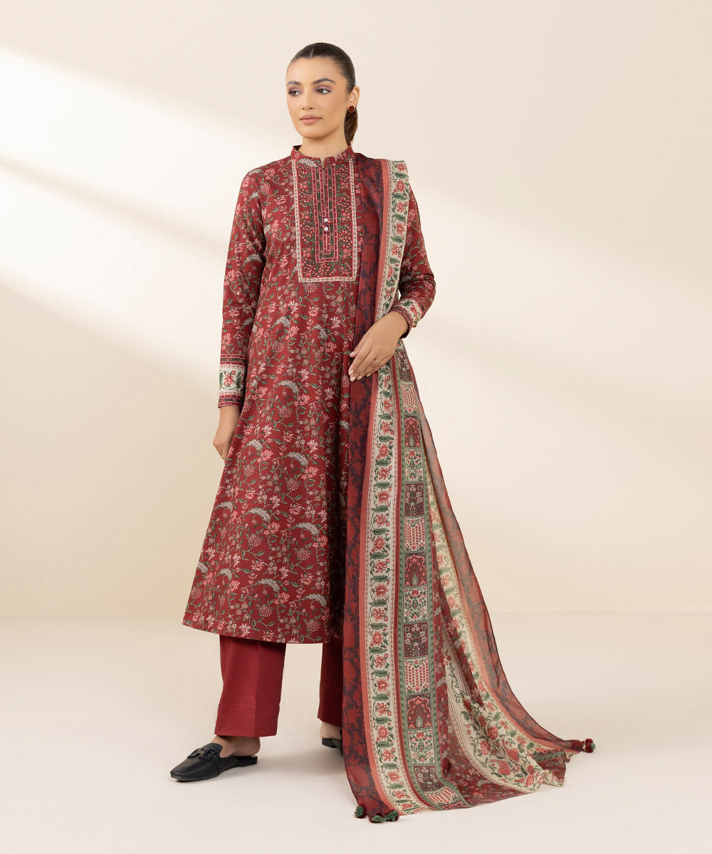 Sapphire 3 Piece Custom Stitched Suit - Maroon - LB289256