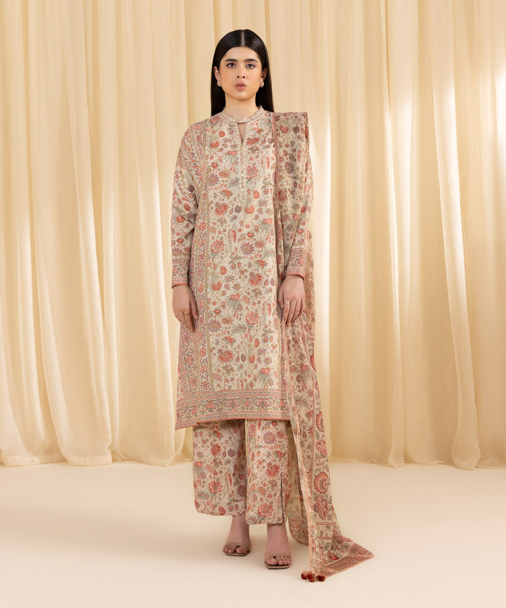 Sapphire 3 Piece Custom Stitched Suit - Beige - LB288115