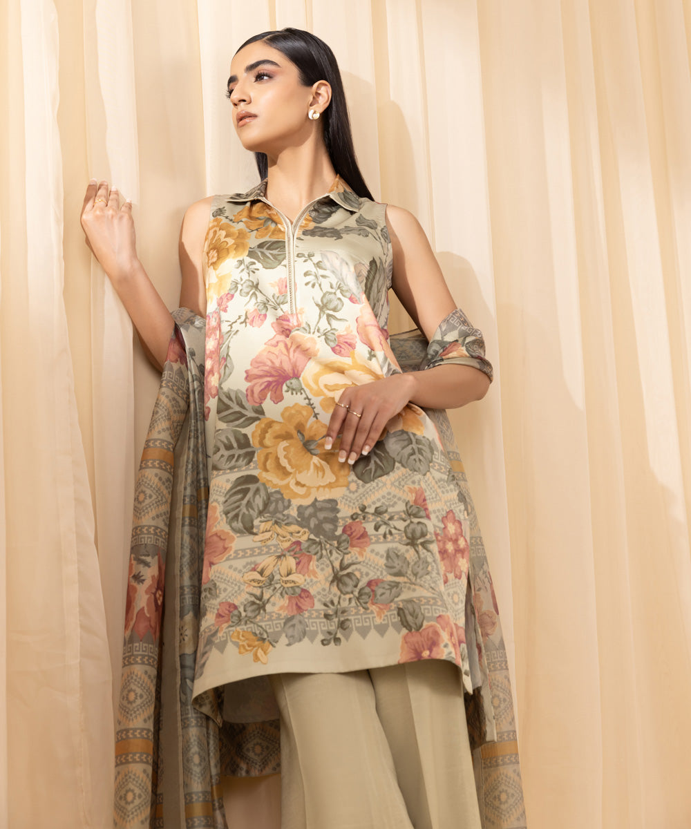 Sapphire 3 Piece Custom Stitched Suit - Beige - LB288114