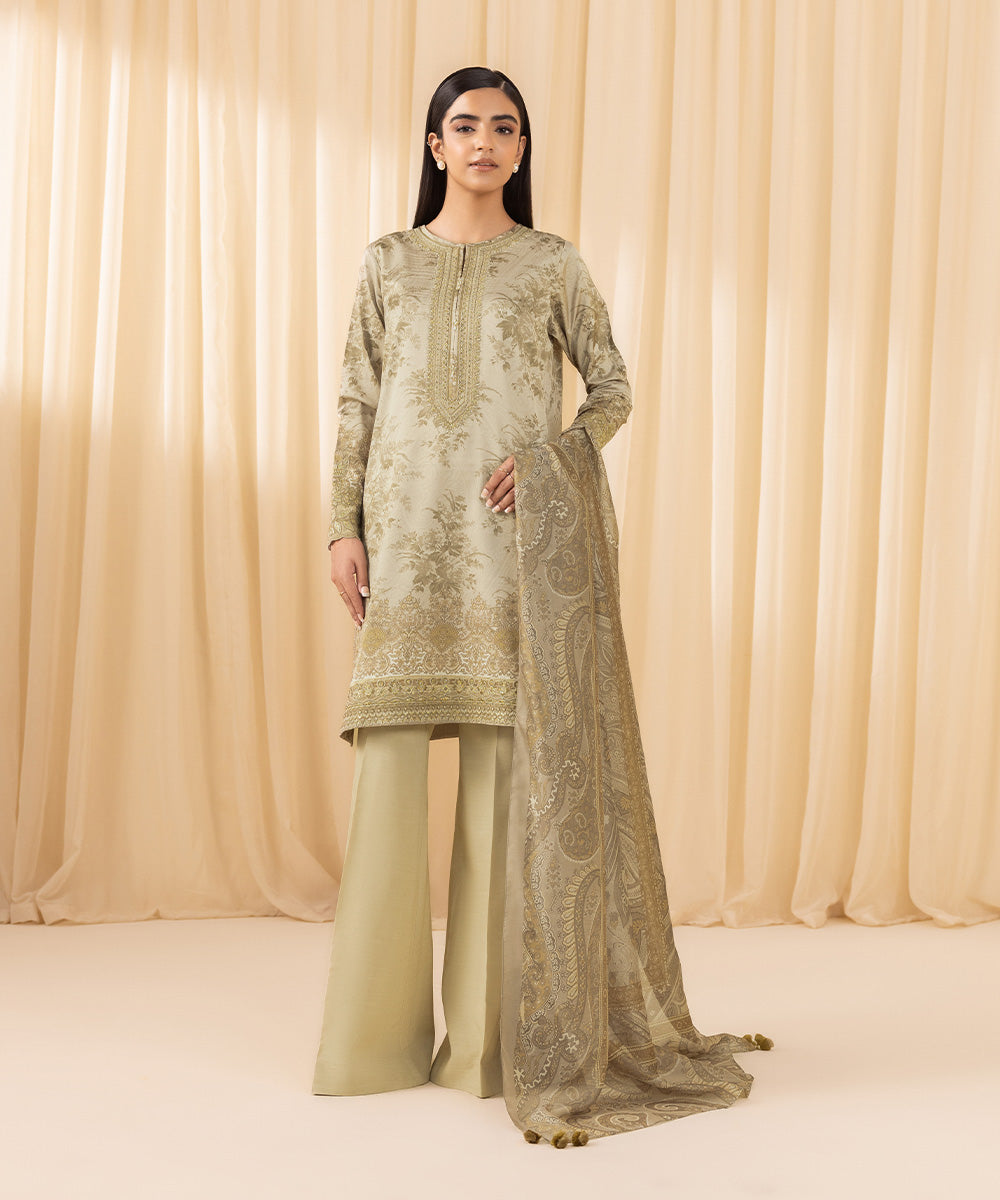 Sapphire 3 Piece Custom Stitched Suit - Beige - LB288148