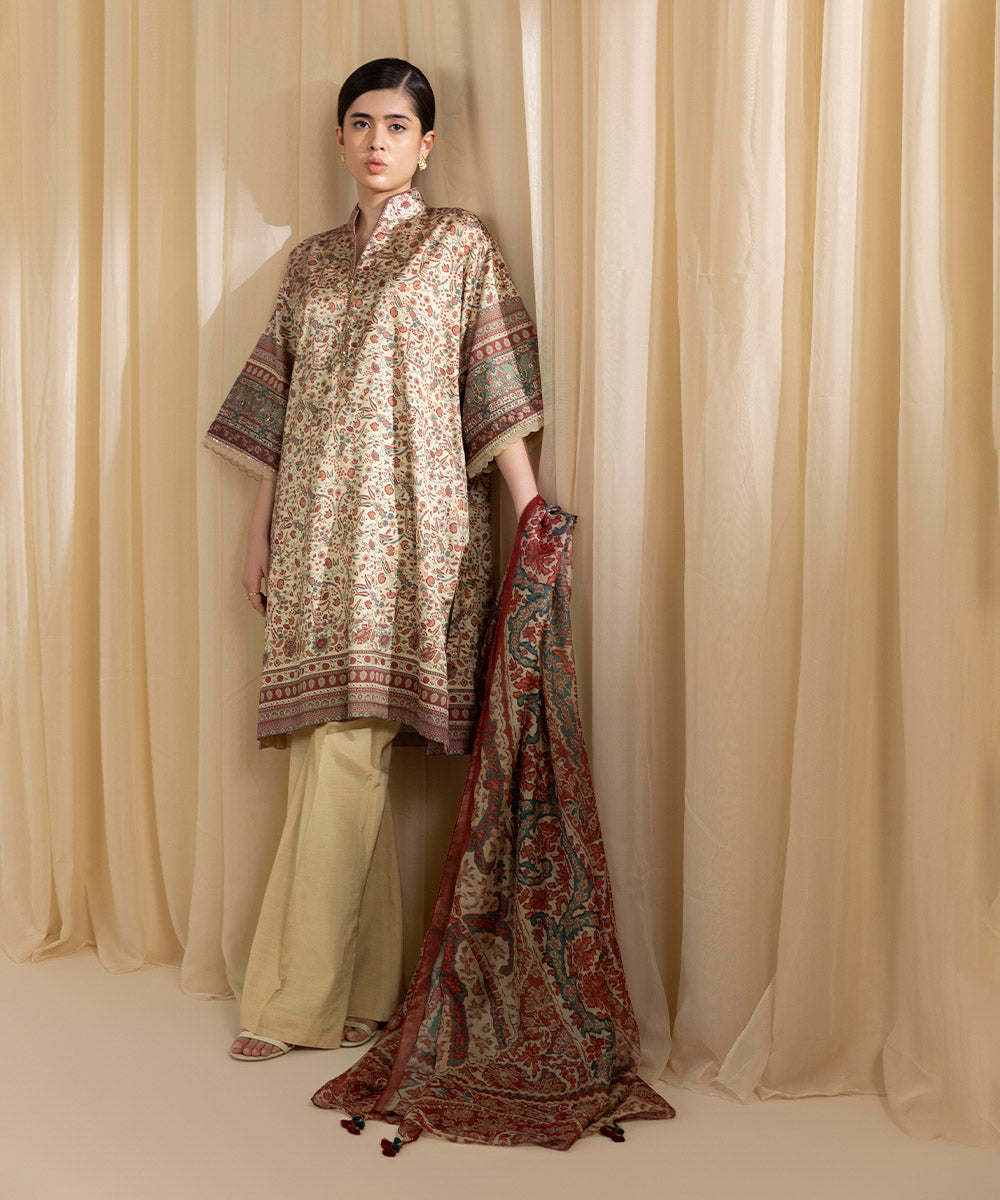 Sapphire 3 Piece Custom Stitched Suit - Beige - LB288110