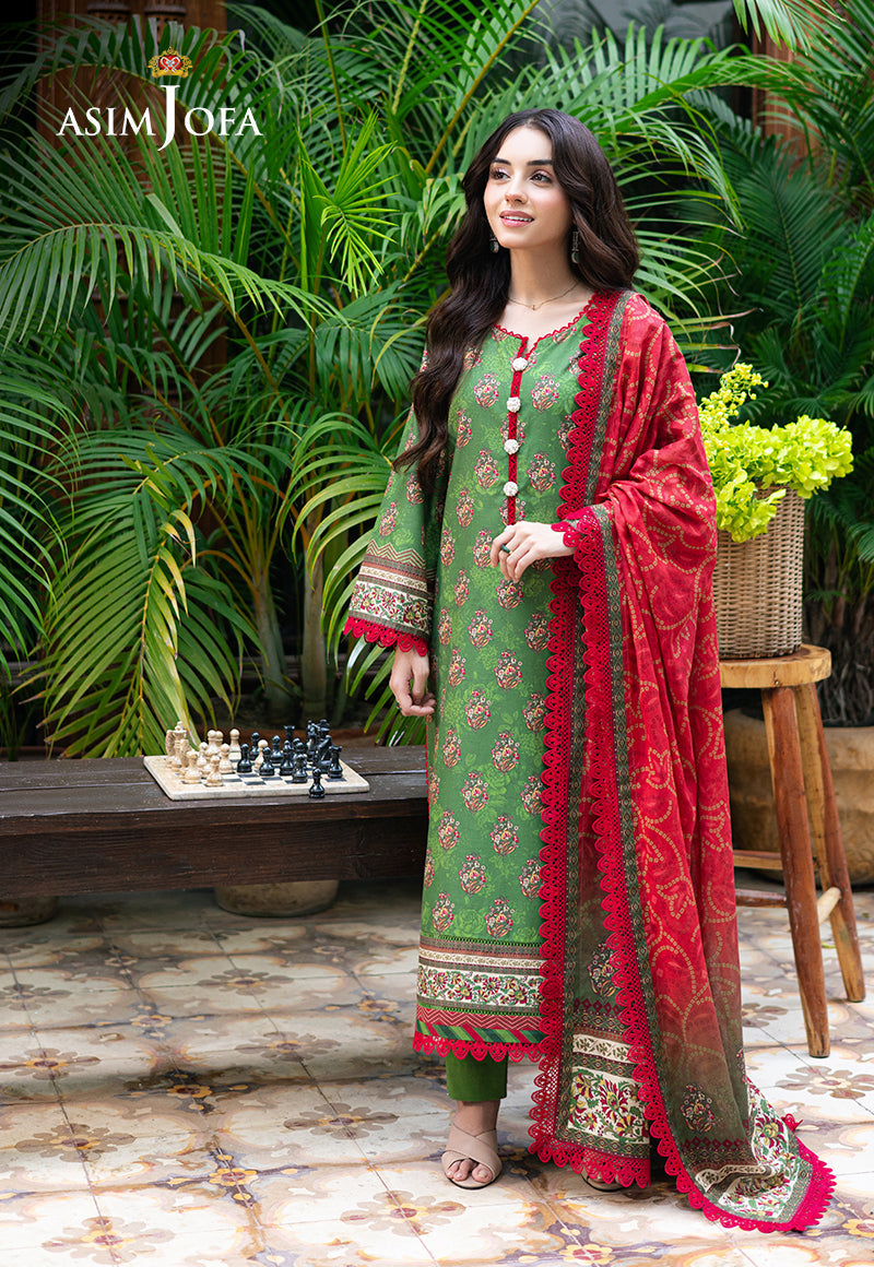 Asim Jofa 3 Piece Custom Stitched Suit - Green - LB29467