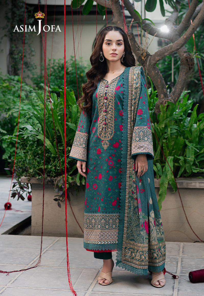 Asim Jofa 3 Piece Custom Stitched Suit - Green - LB29470