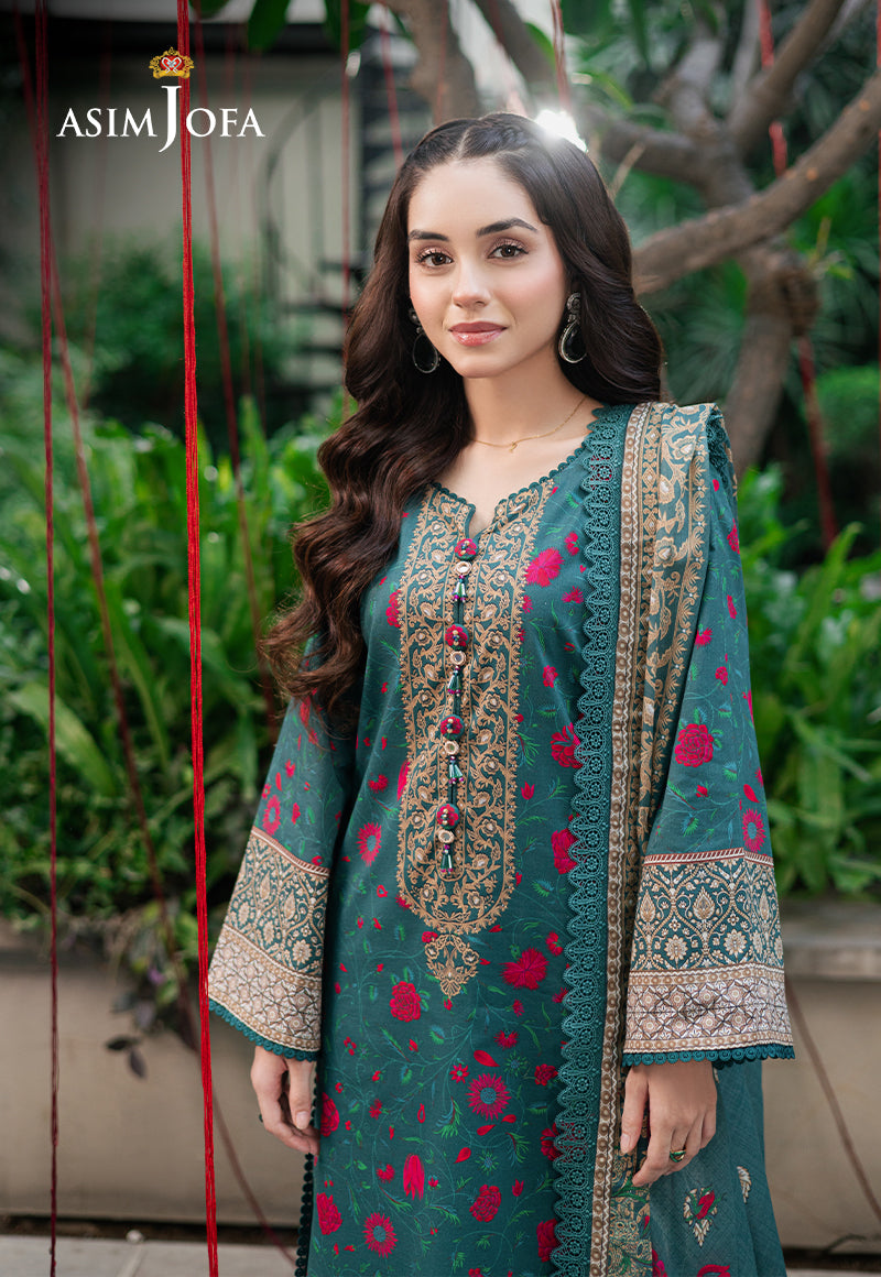 Asim Jofa 3 Piece Custom Stitched Suit - Green - LB29470