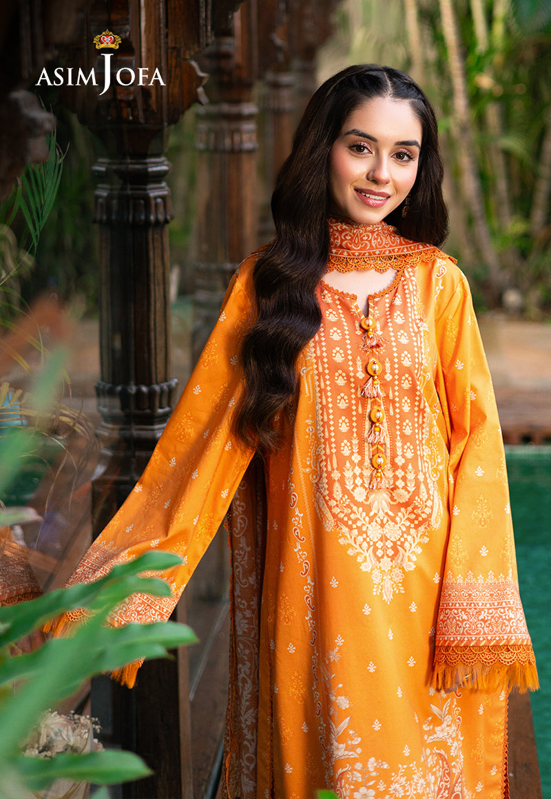 Asim Jofa 3 Piece Custom Stitched Suit - Orange - LB29469