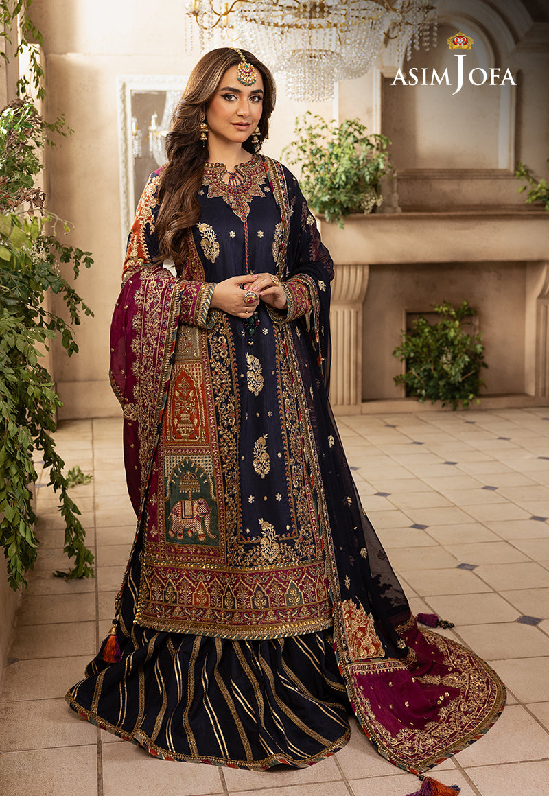 Asim Jofa 3 Piece Custom Stitched Suit - Blue - LB285198