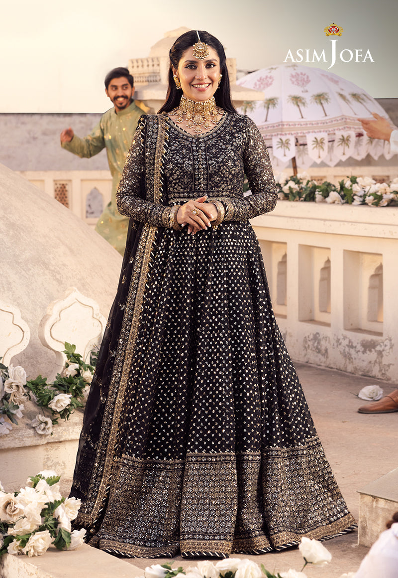 Asim Jofa 3 Piece Custom Stitched Suit - Black - LB285474