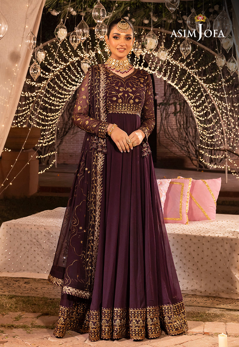 Asim Jofa 3 piece Custom Stitched Suit - Purple - LB285445