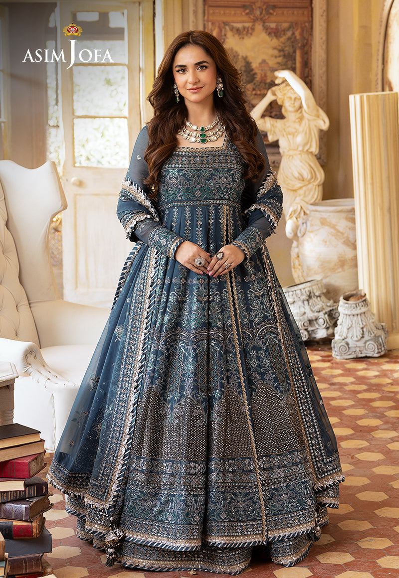 Asim Jofa 3 Piece Custom Stitched Suit - Blue - LB285201