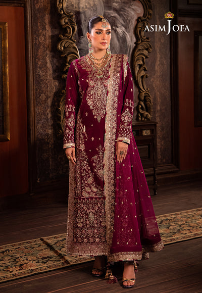 Asim Jofa 3 Piece Custom Stitched Suit - Purple - LB285123