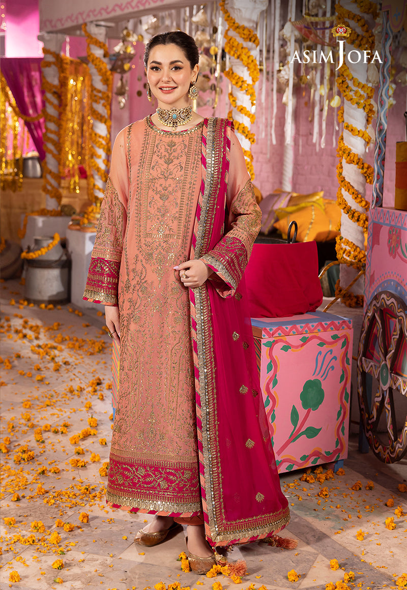 Asim Jofa 3 piece Custom Stitched Suit - Pink - LB285456