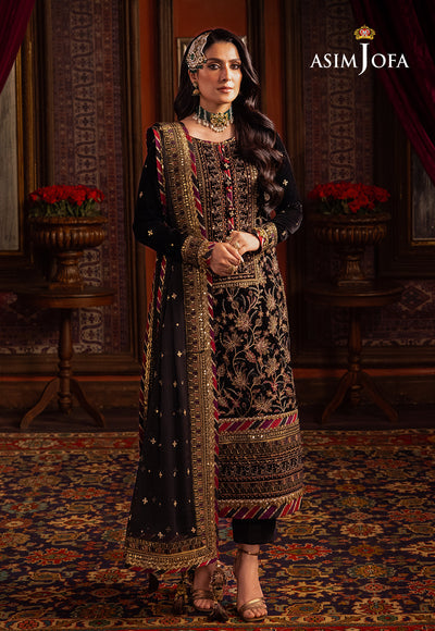 Asim Jofa 3 Piece Custom Stitched Suit - Black - LB285122