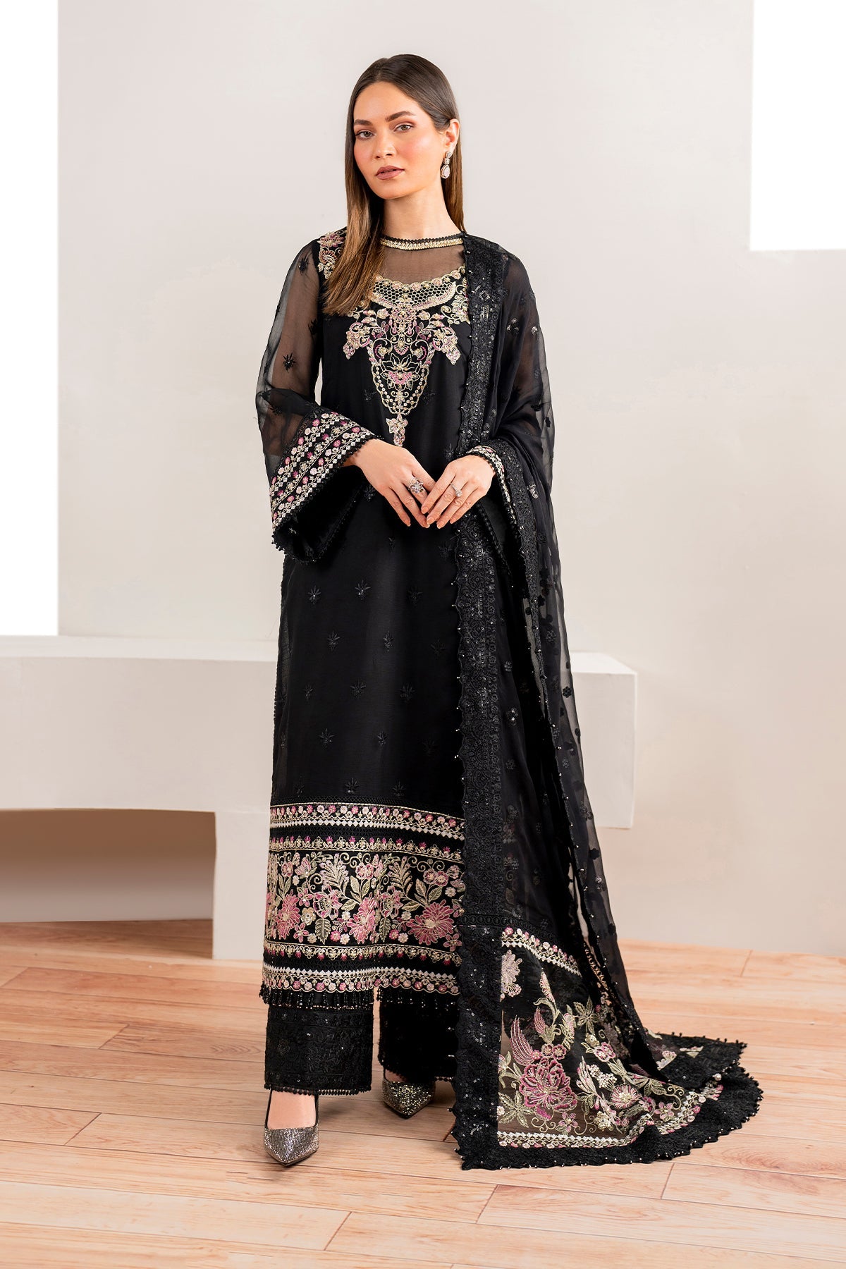 Libasco Baroque 3 Piece Custom Stitched Suit - Black - LB288269