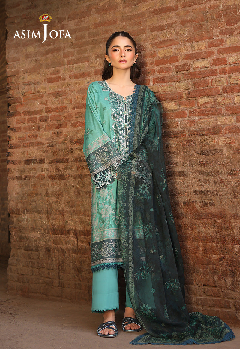 Asim Jofa 3 Piece Custom Stitched Suit - Green - LB29812