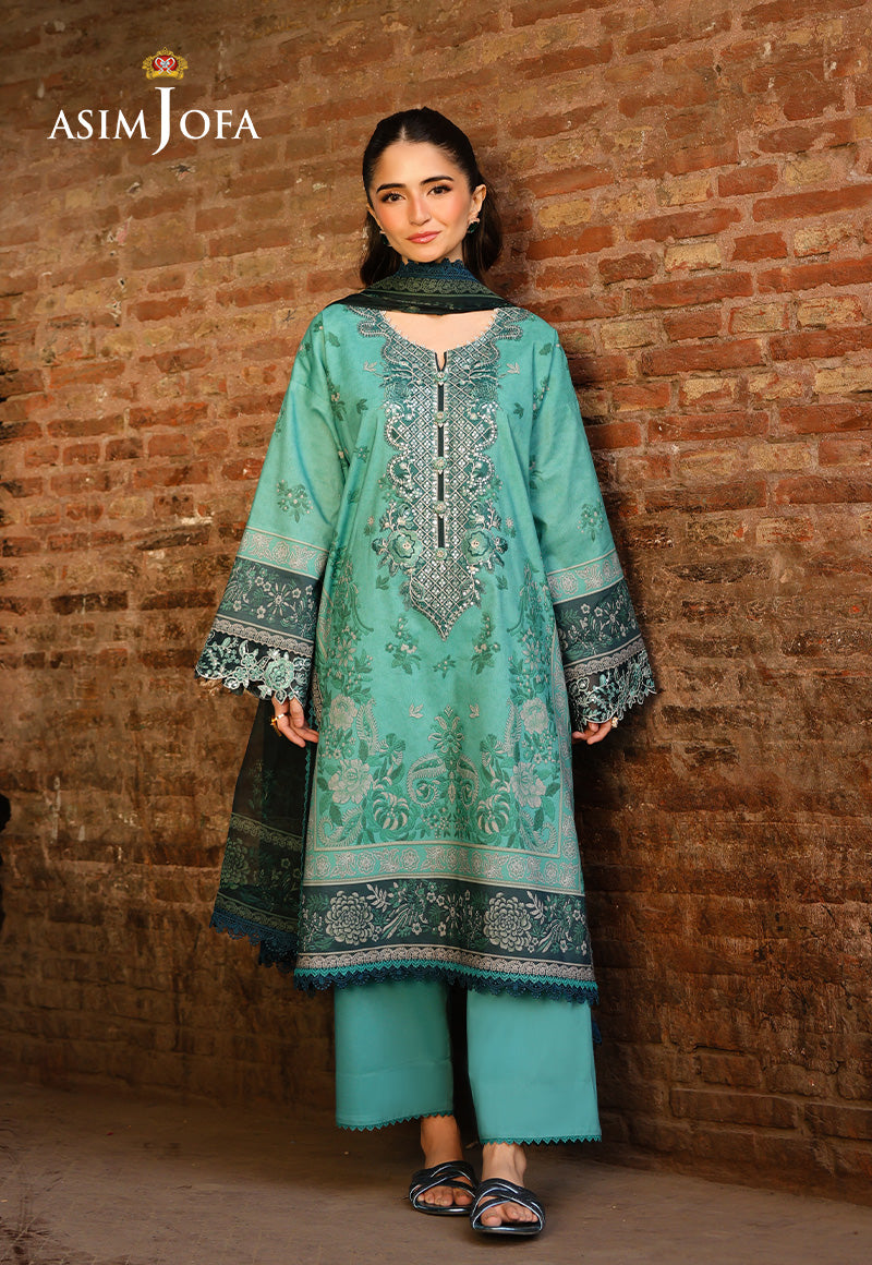 Asim Jofa 3 Piece Custom Stitched Suit - Green - LB29812