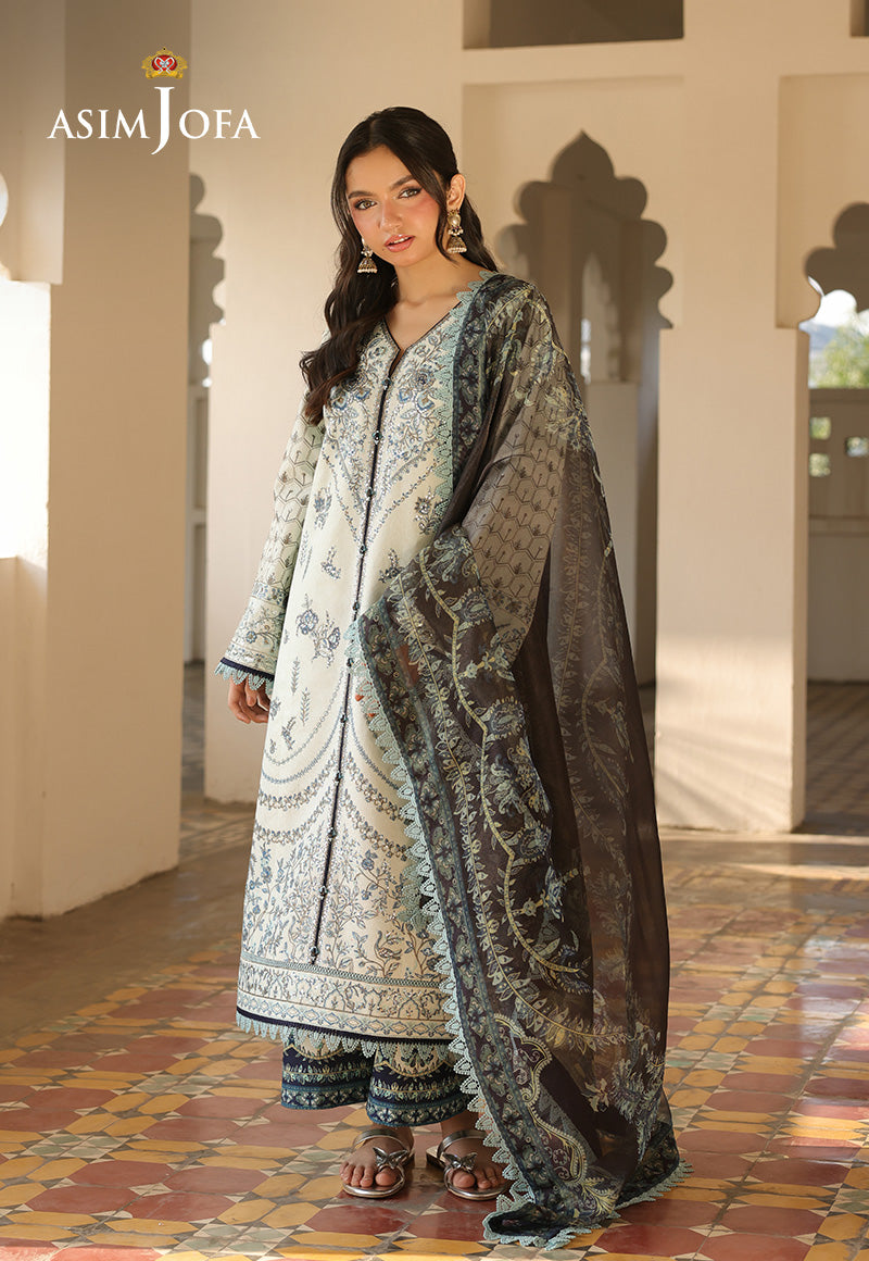 Asim Jofa 3 Piece Custom Stitched Suit - Blue - LB29792