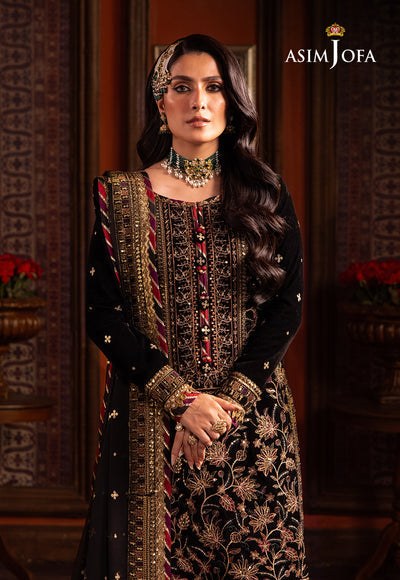 Asim Jofa 3 Piece Custom Stitched Suit - Black - LB285122