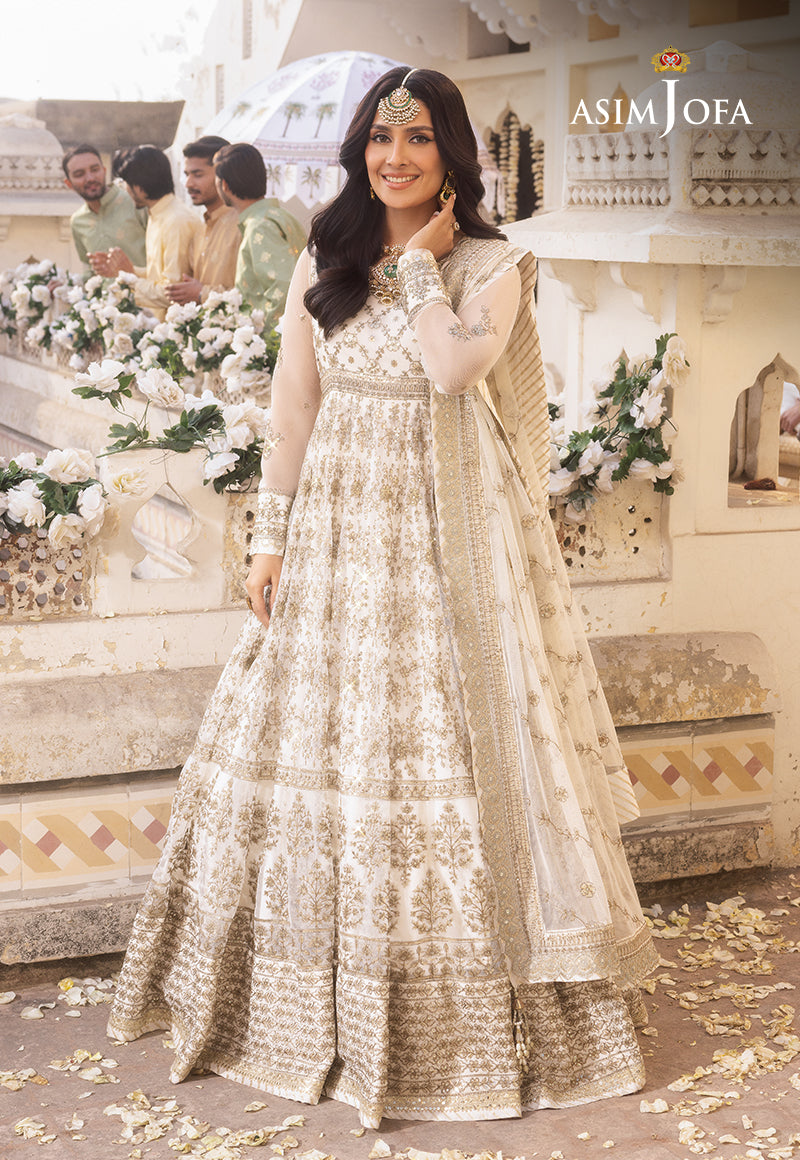 Asim Jofa 3 Piece Custom Stitched Suit - Off-White - LB285477