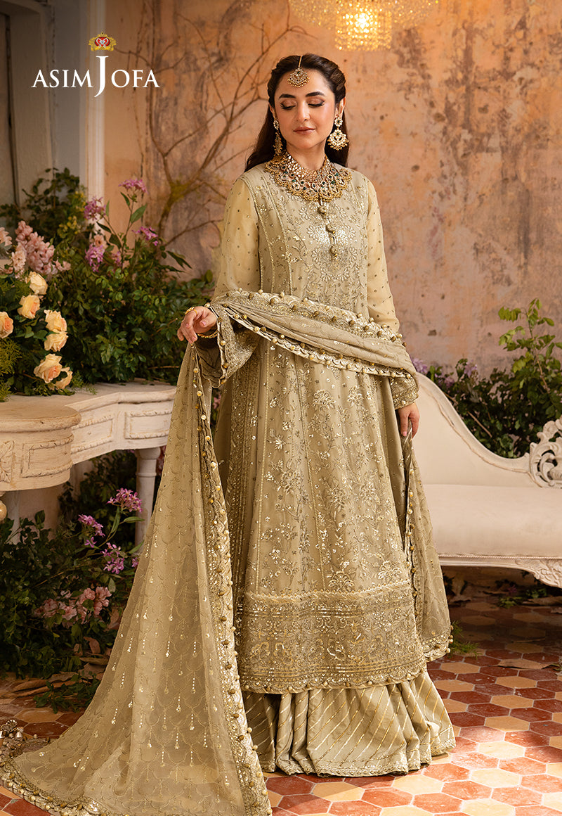 Asim Jofa 3 Piece Custom Stitched Suit - Beige - LB285197