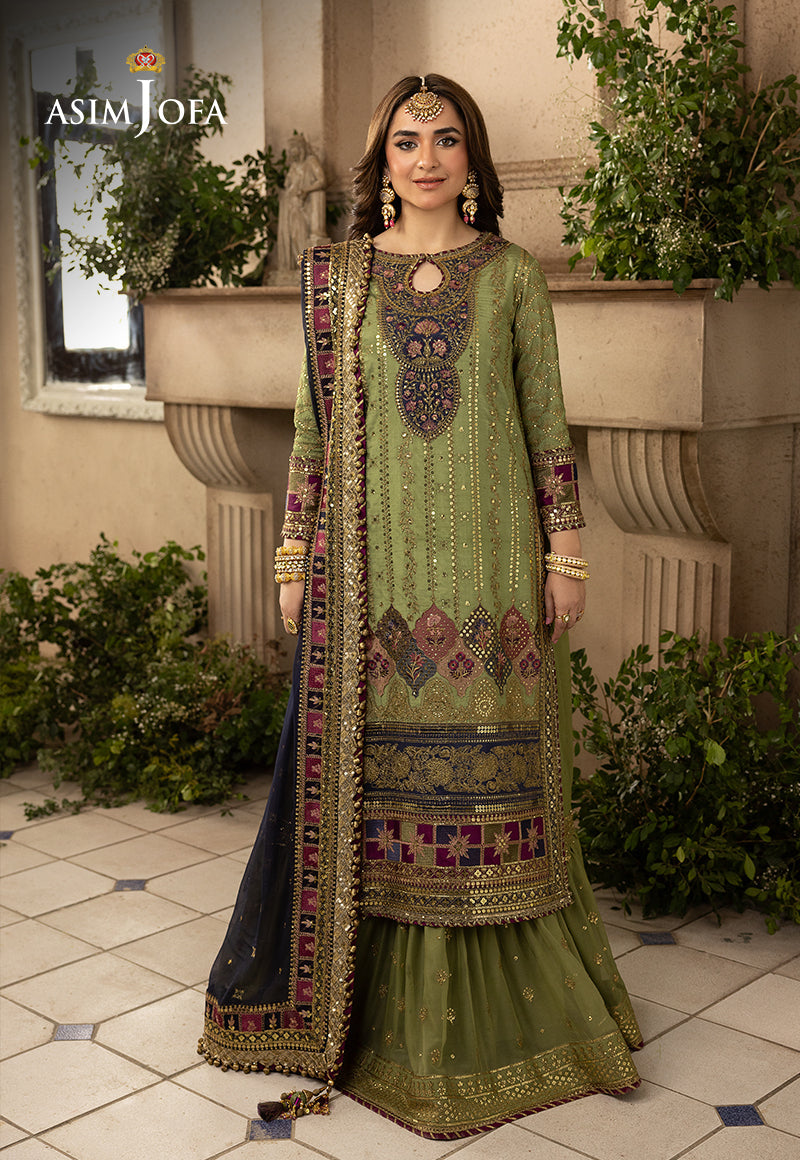 Asim Jofa 3 Piece Custom Stitched Suit - Green - LB285194