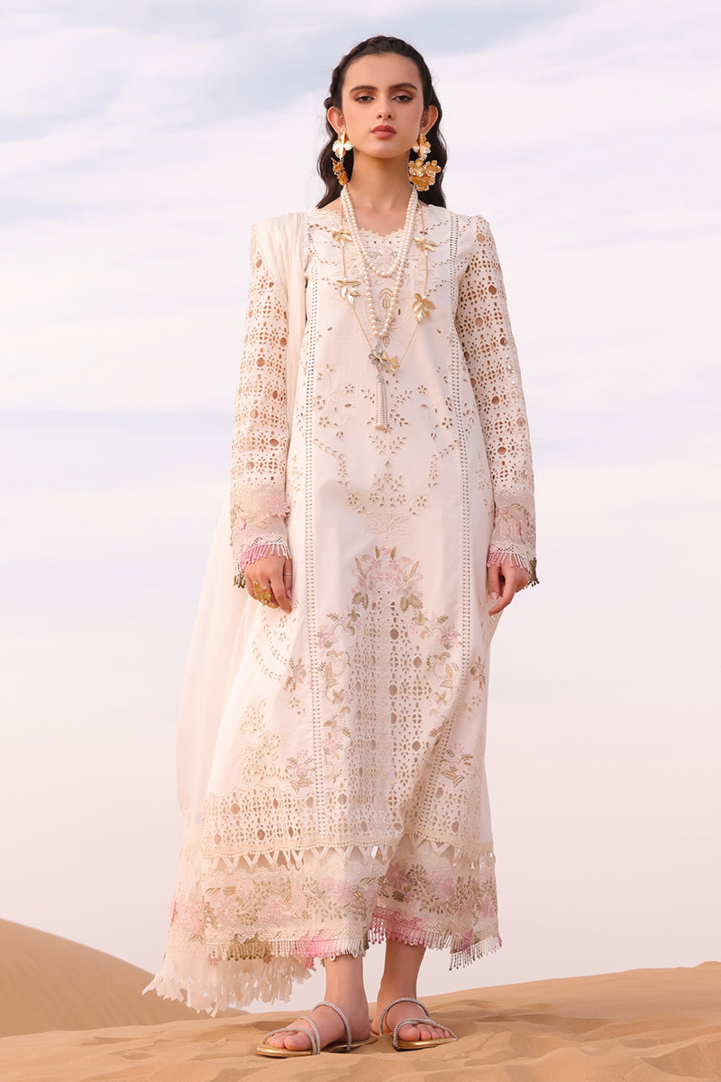 Qalamkar 3 Piece Custom Stitched Suit - Off-White - LB286778