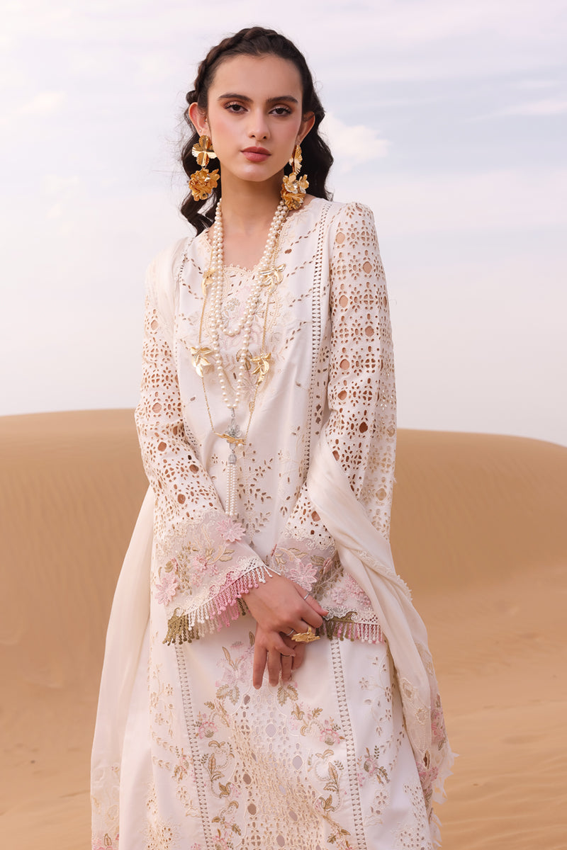 Qalamkar 3 Piece Custom Stitched Suit - Off-White - LB286778