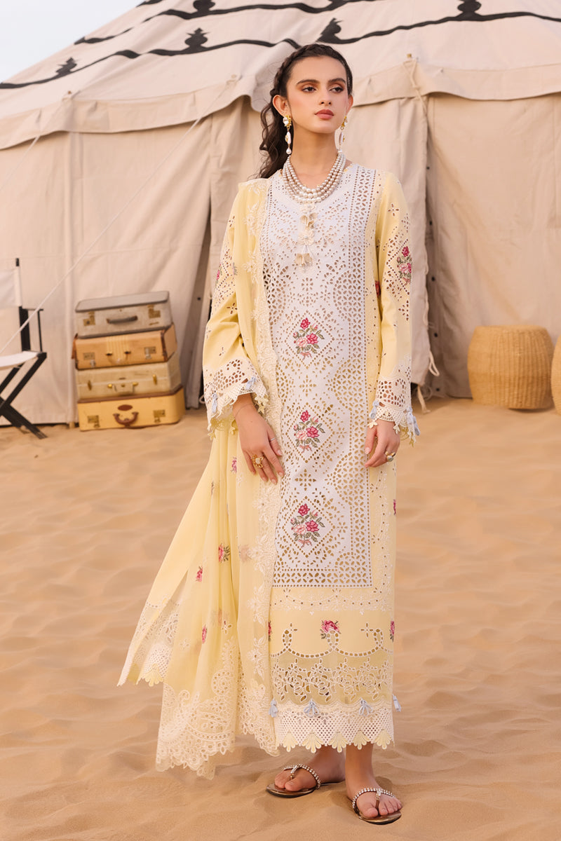 Qalamkar 3 Piece Custom Stitched Suit - Yellow - LB286777