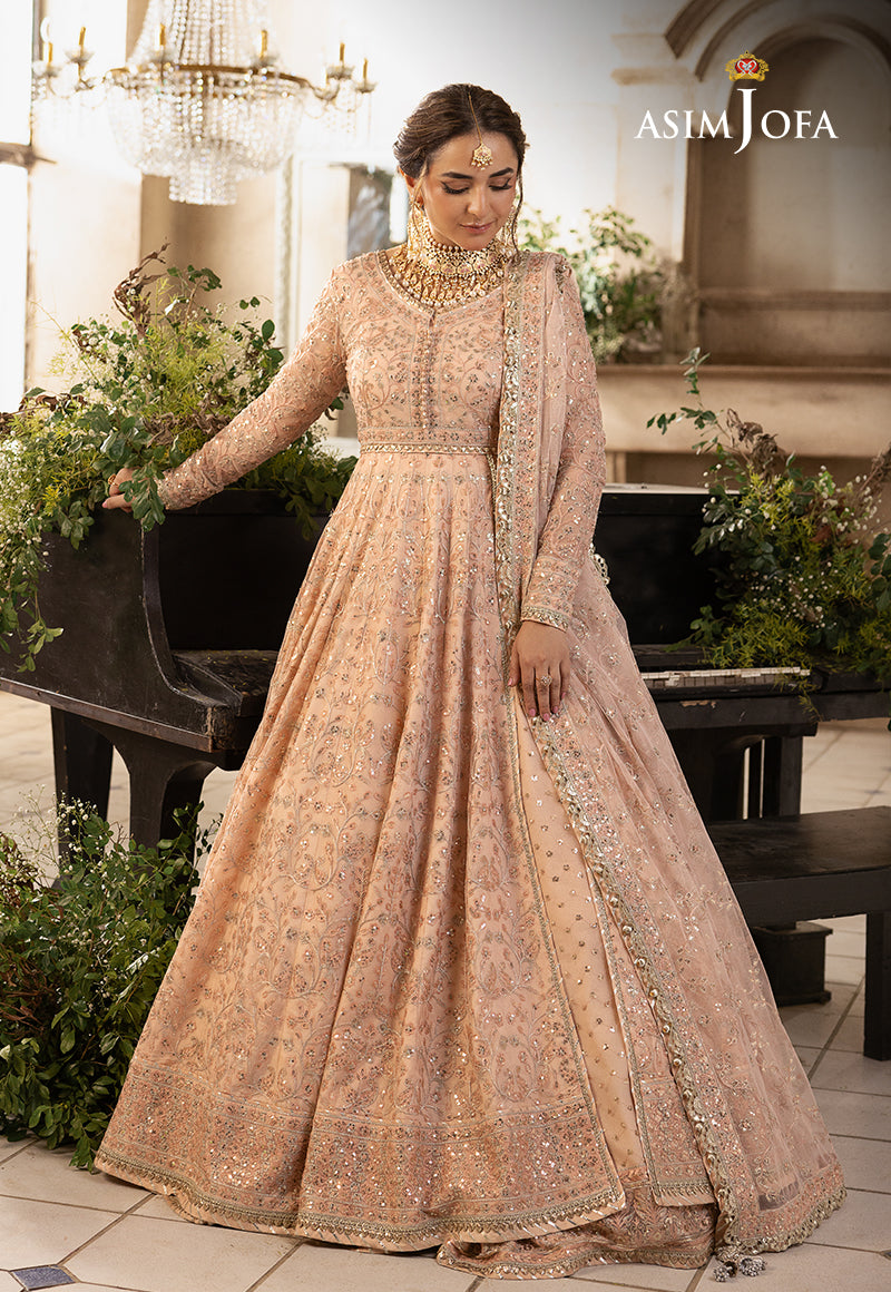 Asim Jofa 3 Piece Custom Stitched Suit - Peach - LB285190