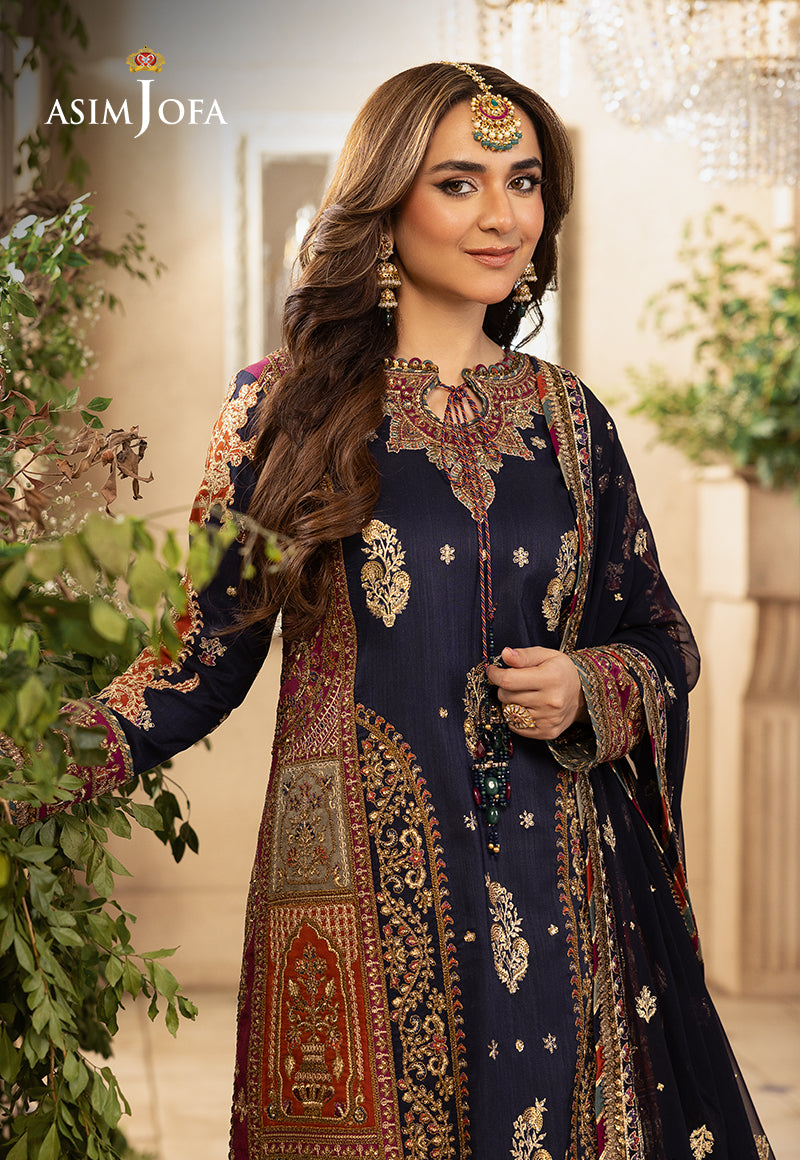 Asim Jofa 3 Piece Custom Stitched Suit - Blue - LB285198