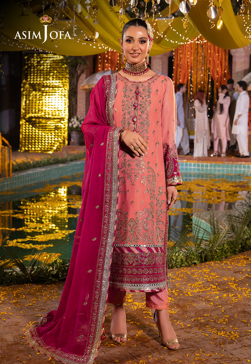 Asim Jofa 3 piece Custom Stitched Suit - Pink - LB285461