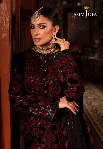 Asim Jofa 3 Piece Custom Stitched Suit - Black - LB285119