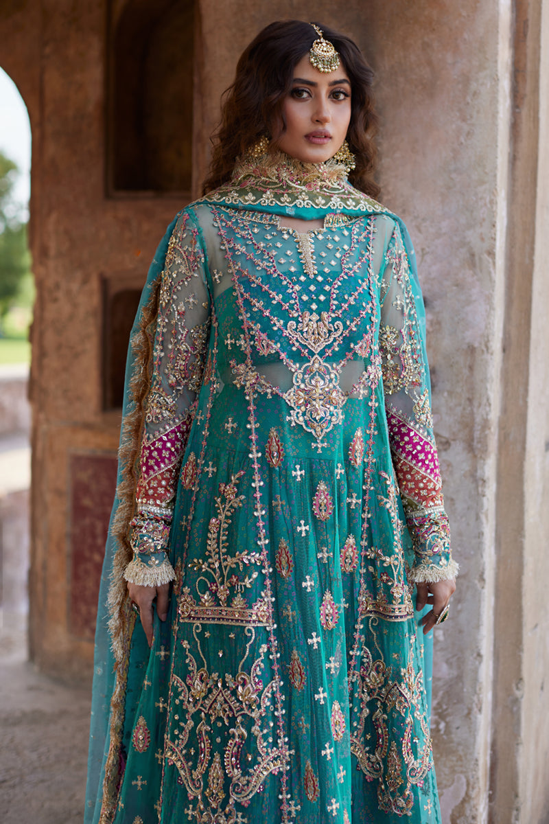 Qalamkar 3 Piece Custom Stitched Suit - Aqua - LB289090