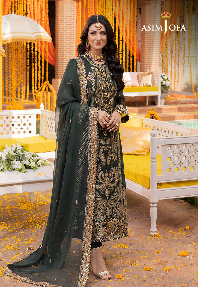 Asim Jofa 3 piece Custom Stitched Suit - Green - LB285450